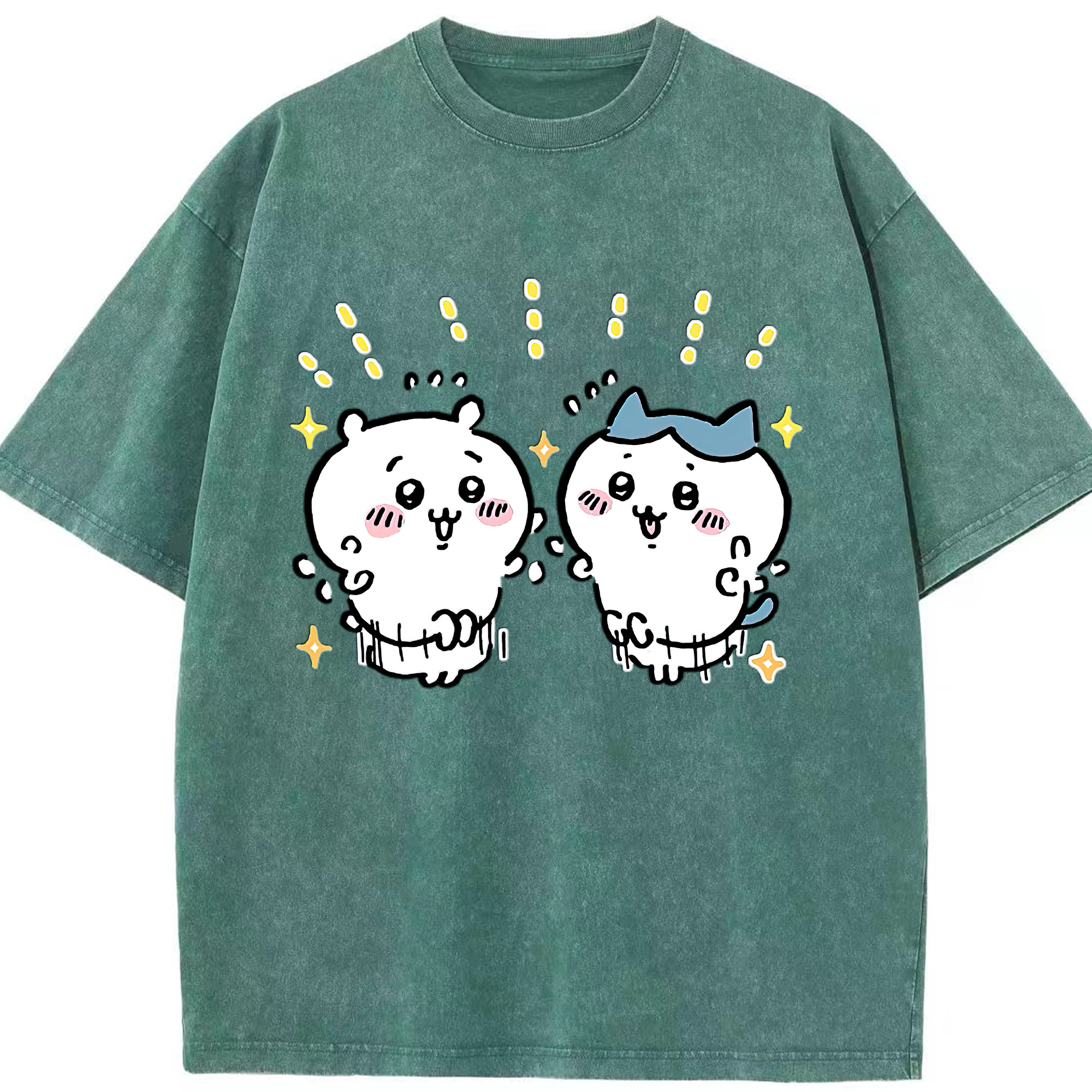 （画像用） ちいかわ ハチワレ Chii-kawa hachiware 綿100% ヴィンテージ風 半袖Tシャツ（フロントプリント）